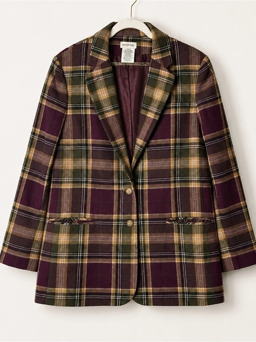 White Stag Wool Blazer Bundle Sz 14 Camel Dark Olive Plaid Jackets Lot 3 Office - Picture 2 of 14
